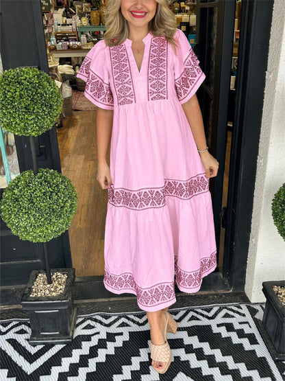 62% korting✨ Boho V-hals maxi-jurk voor dames✨