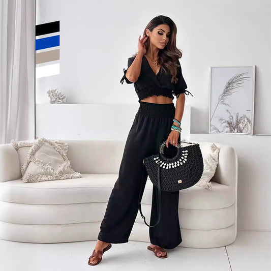 🌸Ofertas de primavera💐 Conjunto con pantalón y camisa elásticos