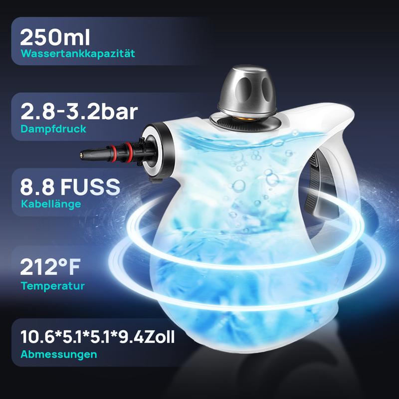 💎 60% RABATT! 💎 Hand-Multiflächen-Dampfreiniger mit Druckboost – 12-teiliges Set, Chemiefrei & 99,9 % Keimabtötung