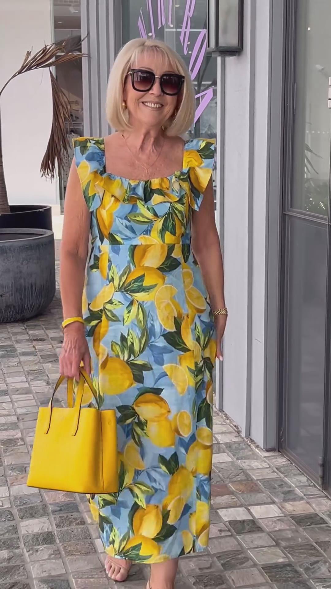 💥Sommersalg - 50 % rabatt🍋Plus size sitronprint tunikakjole