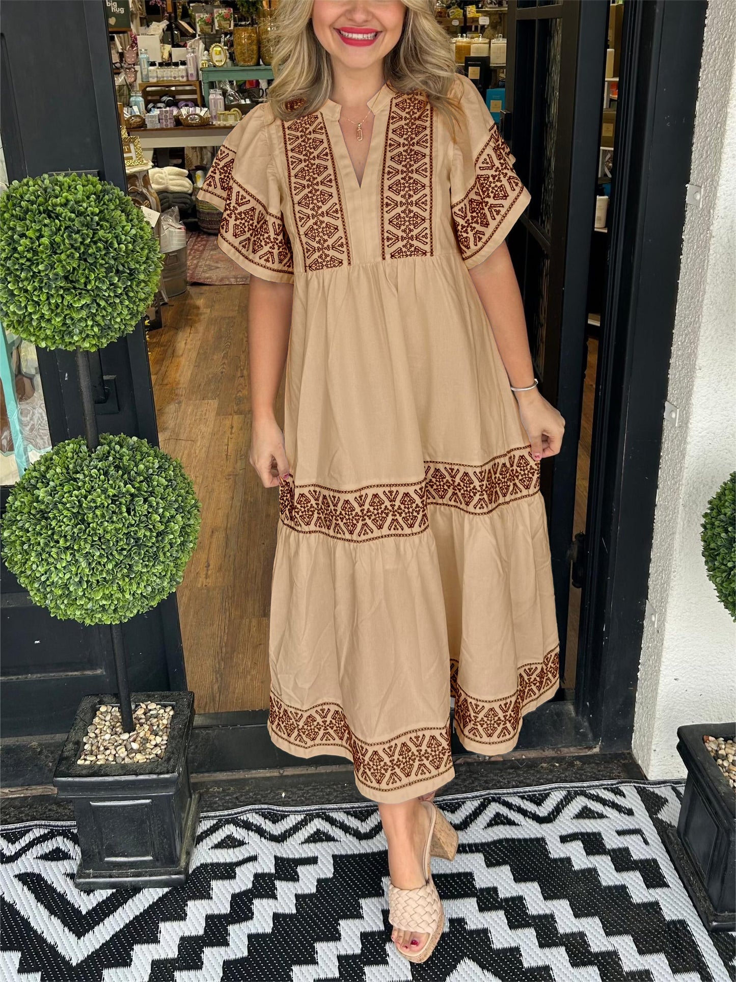 62% korting✨ Boho V-hals maxi-jurk voor dames✨