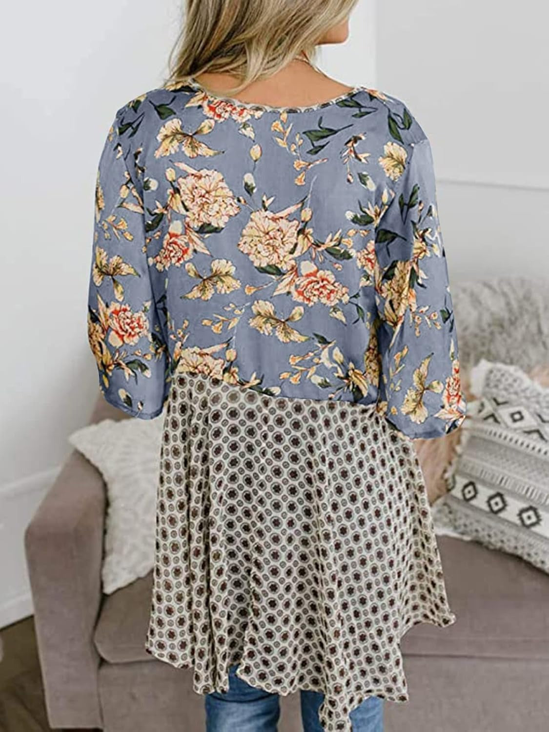 📢📢Großer Ausverkauf läuft!⏰🌸Damen-Kimonos mit Blumenmuster, Rüschenärmeln und Bindegürtel – luftige Boho-Cardigans im lockeren Schnitt