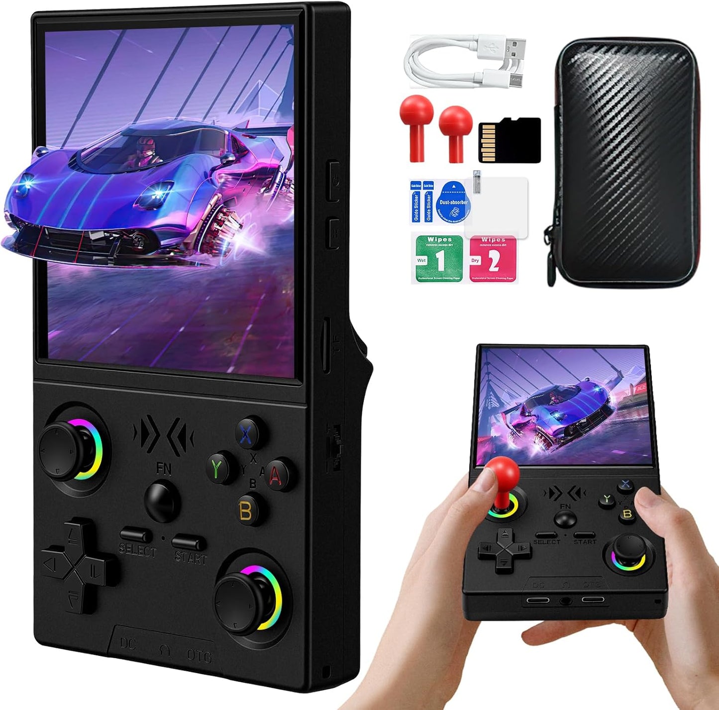 🎮👾 Retro-Handheld-Spielkonsole – 3,5″ HD-Bildschirm (640x480) 🕹️💾 64 GB Speicher, RK3326-Chip, 2500 mAh – perfekt für unterwegs & Nostalgie-Fans. Sofort spielbereit mit hunderten Klassikern.