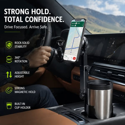 🔥 50% Rabatt!⏰🧲Handyhalterung für Getränkehalter im Auto – 360° verstellbar, starker N52-Magnet, Einhandbedienung, passend für alle Handys, stabile Magnet- und Klemmhalterungen für sicheres Fahren