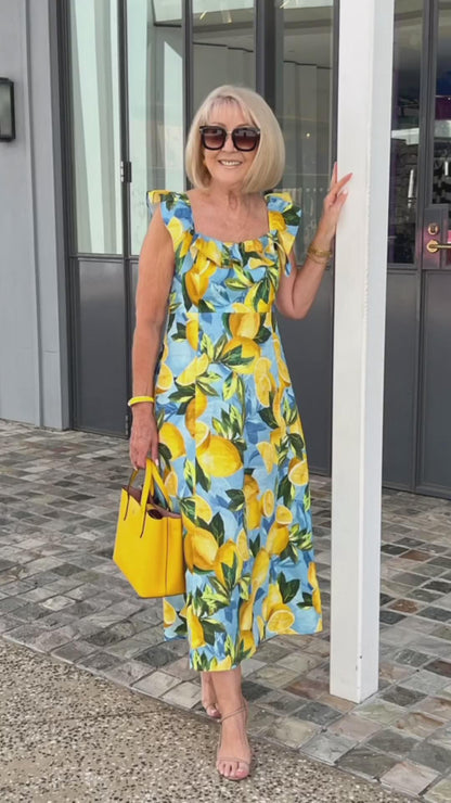 💥Sommersalg - 50 % rabatt🍋Plus size sitronprint tunikakjole