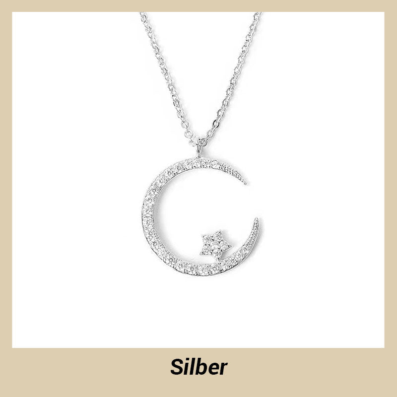 ⌛50 % auf alles! 🌙Funkelnde Mond & Stern Halskette