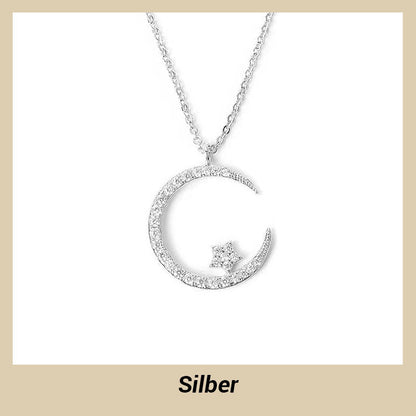 ⌛50 % auf alles! 🌙Funkelnde Mond & Stern Halskette