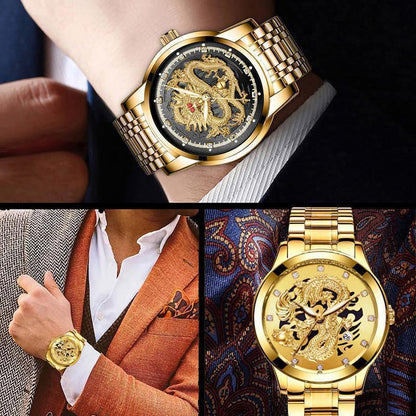 ⏳Tijdelijke aanbieding⌛Golden Dragon Quartz Herenhorloge