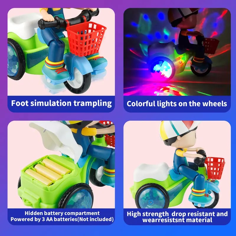 🚲 50% RABATT! 🎁 Akrobatisches Kinder-Dreirad – 360° Drehung, Musik & Lichter – Sicher & langlebig für Kinder 1–4 ✨