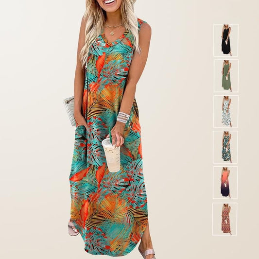 💖LETZTER TAG 60% RABATT💖Sommer Maxikleid: Urlaub-Strandkleid mit Taschen