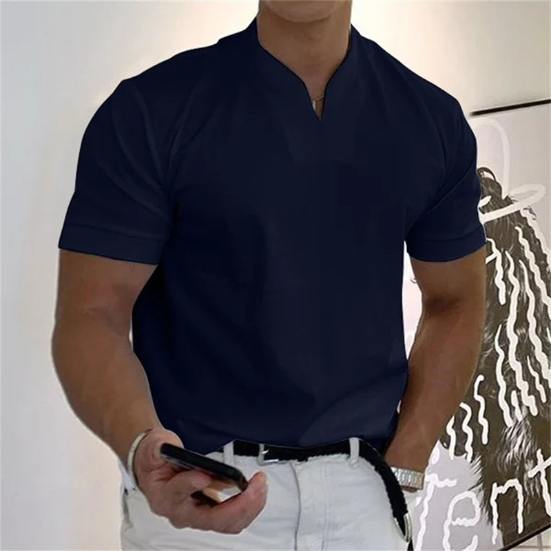 👕 JETZT 60 % RABATT! 💎 Herren-Business-T-Shirt mit V-Ausschnitt und kurzen Ärmeln – atmungsaktive Baumwollmischung, klassische Passform und erhältlich bis Größe 5XL ✨