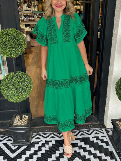 62% korting✨ Boho V-hals maxi-jurk voor dames✨