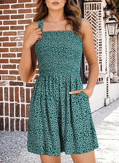 🌞Sommer-Schnäppchen🔥💃Sommer-Overall ärmellos mit Smock-Optik – Bequem & lässig💕