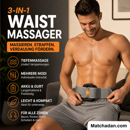 ⏰ Nur noch heute 50% Rabatt! 🟣 3-in-1 Multifunktionaler elektrischer Faszienring mit verstellbarem Gurt, Massage, Fettabbau & Verdauungsförderung für Bauch, Beine, Rücken & Schultern ✨