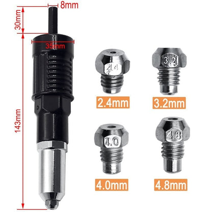 💥Hot Sale 49% OFF💥 Professional rivet gun adapter set with 4 different matching nozzle screws