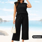 🌺2025 Neue Frauen Casual Cap Sleeve Top Wide Leg Crop Pants Zweiteilige Sets🌺