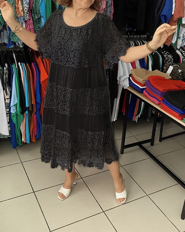 💥Sconto del 66% a tempo limitato 💕Abito semplice con maniche corte e pizzo