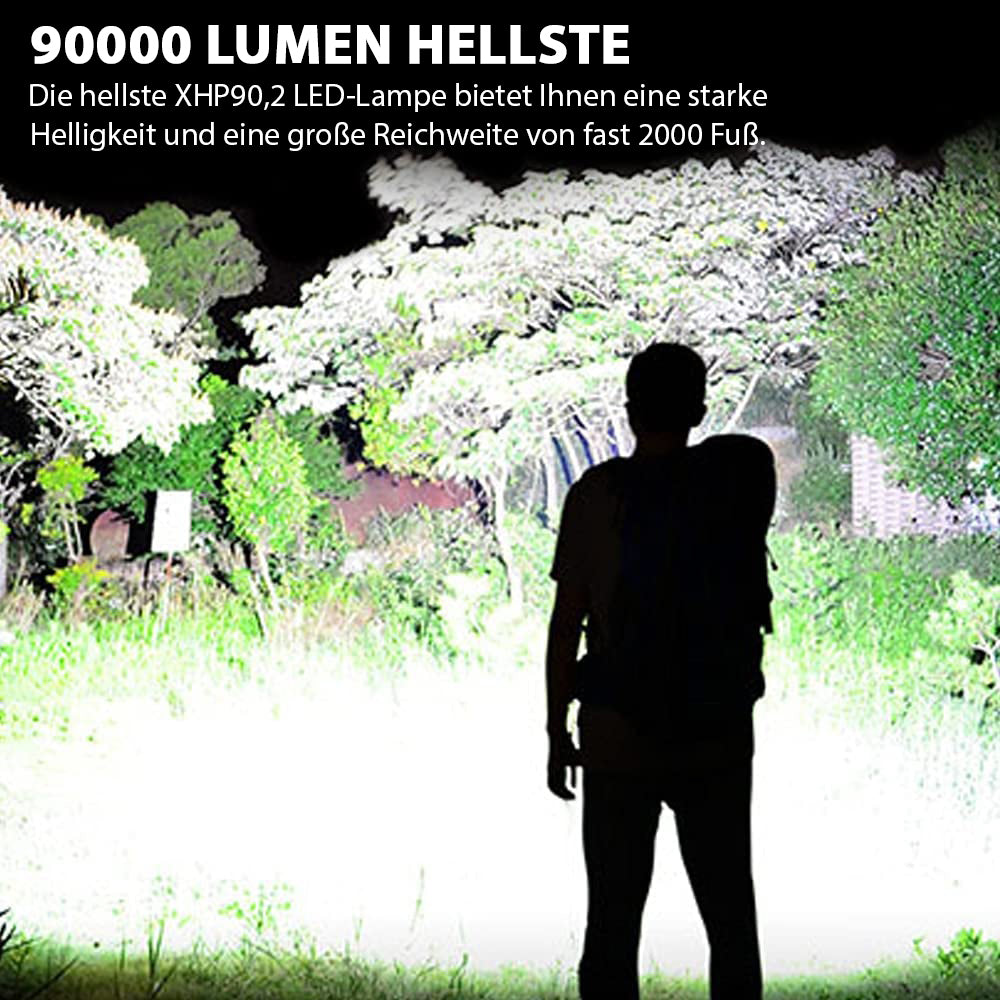 🔦 64 % Rabatt! 🎉 Wiederaufladbare Taschenlampe mit 90.000 Lumen – Extrem hell, wasserdicht und mit langer Akkulaufzeit 📦