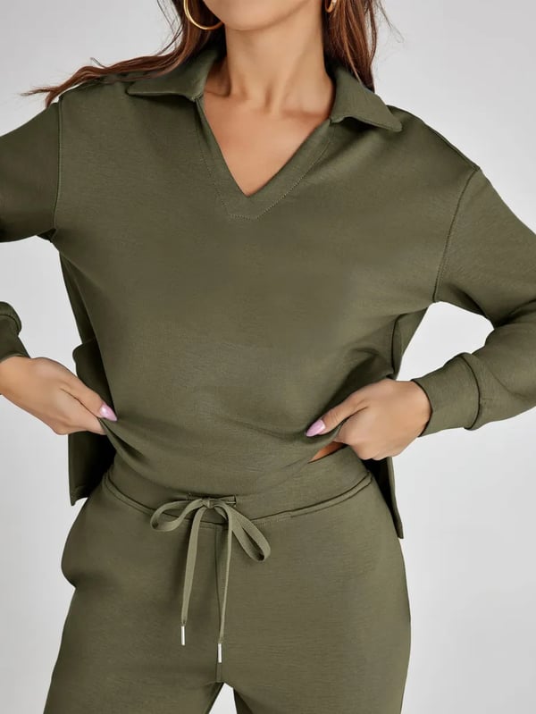 🥰Heißer Verkauf 49% Rabatt🍂2-teiliges Lounge-Set mit langen Ärmeln für Damen