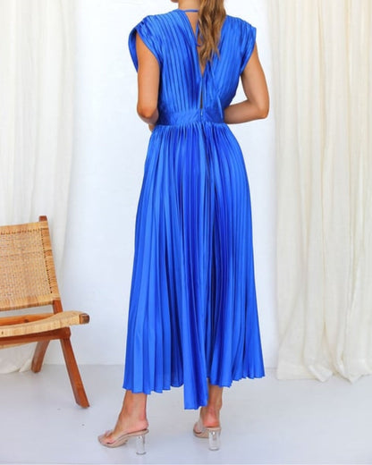 💃 Saldi eccezionali 50% di sconto⏳Abito con gonna plissettata drappeggiata e scollo a V