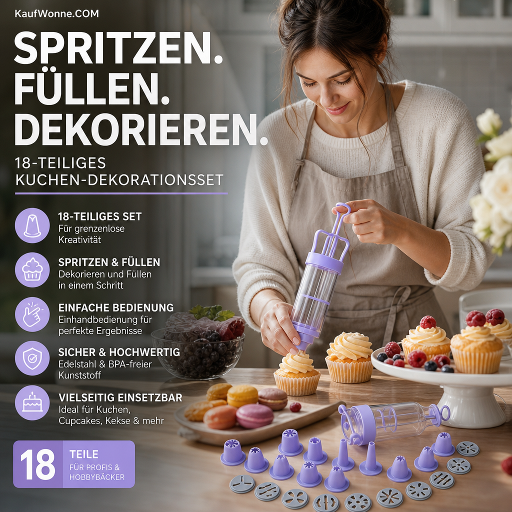 ⏳Zeitlich begrenztes Angebot: 50 % Rabatt⏰Edelstahl-Kuchendekorationspistolen-Set💉🏵️🍪