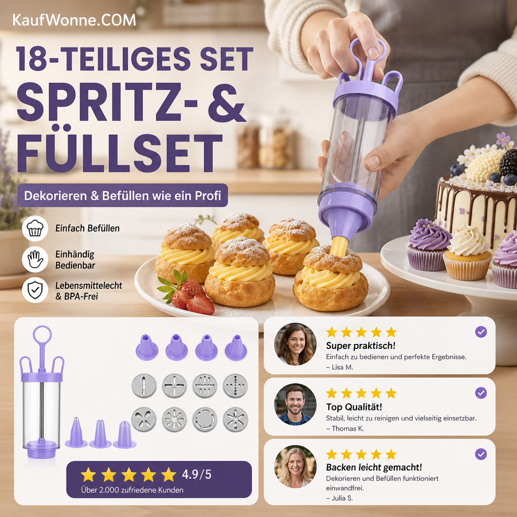 ⏳Zeitlich begrenztes Angebot: 50 % Rabatt⏰Edelstahl-Kuchendekorationspistolen-Set💉🏵️🍪