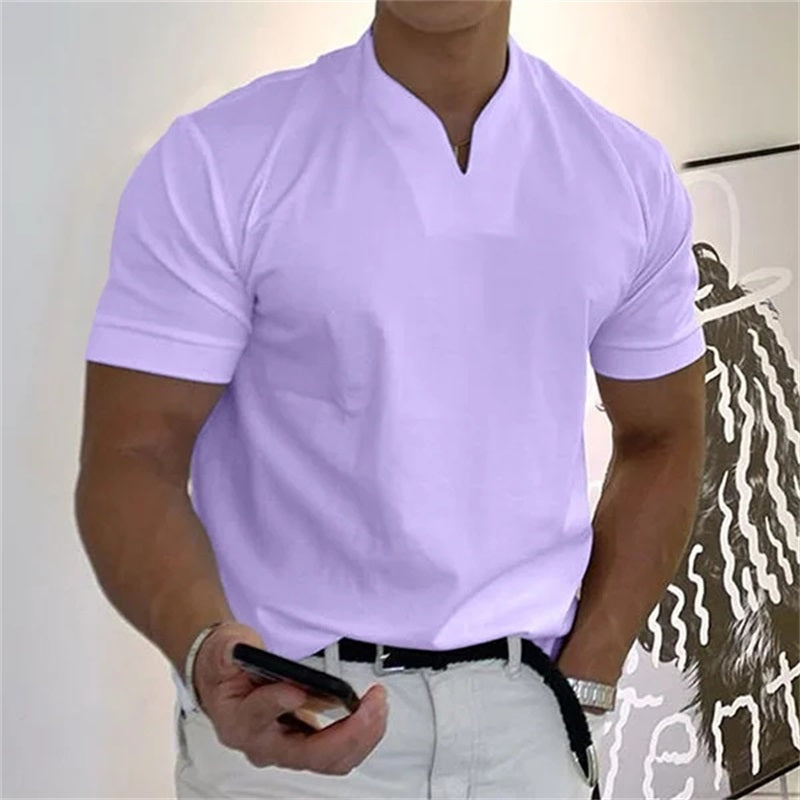 👕 JETZT 60 % RABATT! 💎 Herren-Business-T-Shirt mit V-Ausschnitt und kurzen Ärmeln – atmungsaktive Baumwollmischung, klassische Passform und erhältlich bis Größe 5XL ✨