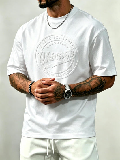 👕🔥 Herren-T-Shirt – strukturierter Aufdruck, reine Baumwolle, lockere Passform. 50% RABATT!