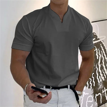 👕 JETZT 60 % RABATT! 💎 Herren-Business-T-Shirt mit V-Ausschnitt und kurzen Ärmeln – atmungsaktive Baumwollmischung, klassische Passform und erhältlich bis Größe 5XL ✨