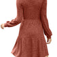 🔥Solange der Vorrat reicht 40 % Rabatt!🎉 🍂Damen geripptes Kleid mit quadratischem Ausschnitt und Laternenärmeln