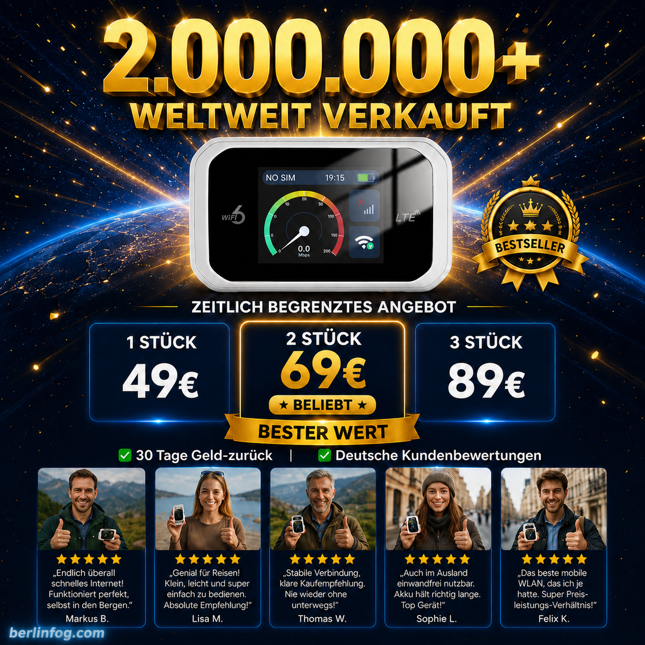 🥳HEISSER SALE 2026🥳💞50.000+ VERKAUFT!👵❤️  Pocket-WLAN mit Kompatibilität zu allen Netzwerken（Bitte bringen Sie Ihre eigene Karte mit ）