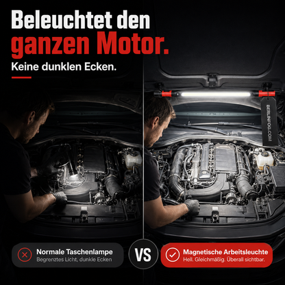 💥 50% RABATT! 🔧Wiederaufladbare Werkstattleuchte – 3000 LM, IPX4 wassergeschützt & 360° Haken