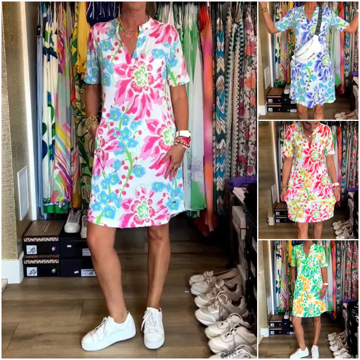 🔥Last Day Promotion 49% discount 💃 Short-sleeved dress with floral print