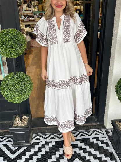 62% korting✨ Boho V-hals maxi-jurk voor dames✨