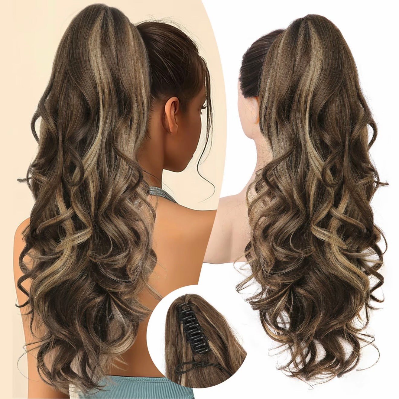 💜Zeitlich begrenzte Aktion 40 % Rabatt💜Clip-on-Haarverlängerung für welligen Pferdeschwanz