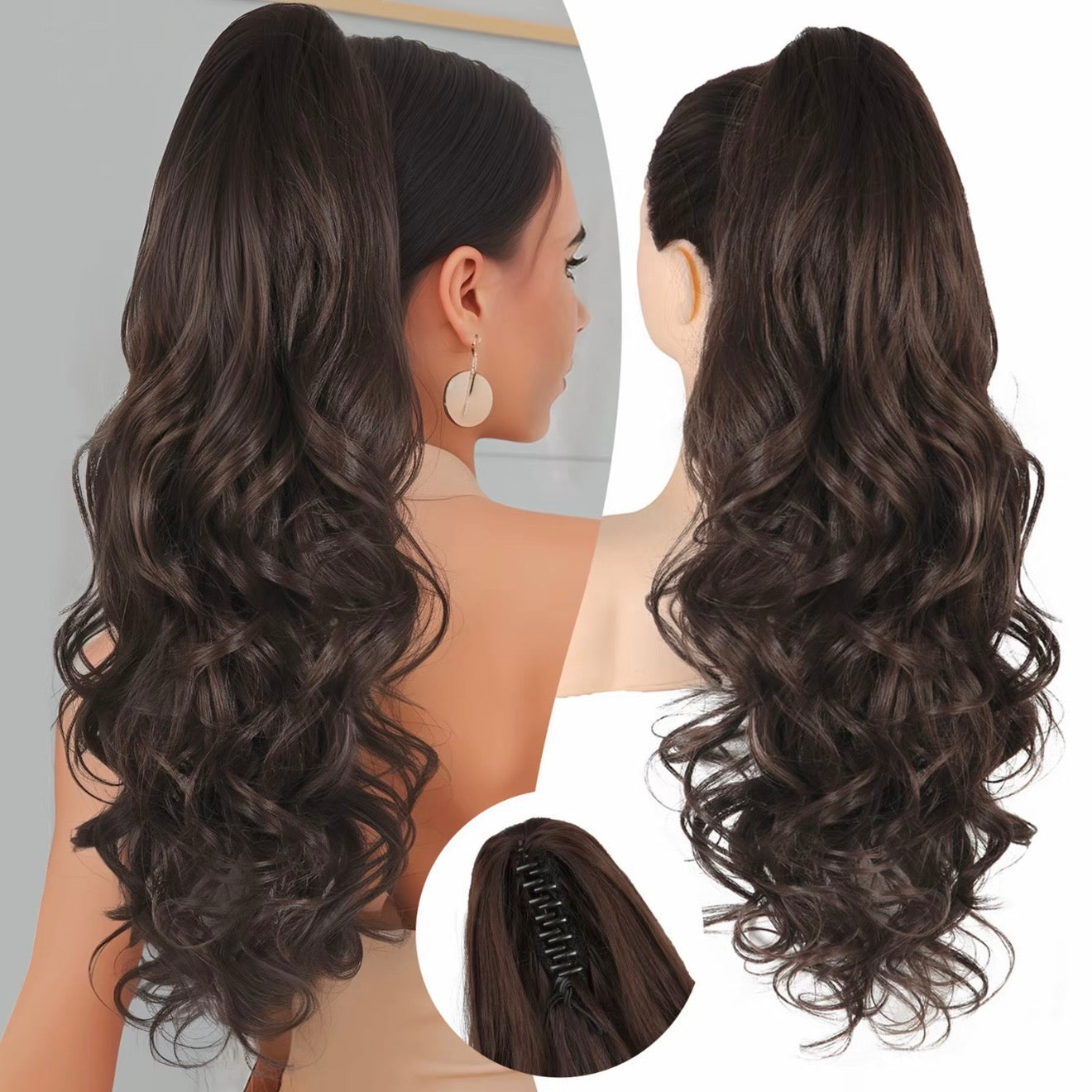 💜Zeitlich begrenzte Aktion 40 % Rabatt💜Clip-on-Haarverlängerung für welligen Pferdeschwanz
