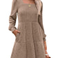 🔥Solange der Vorrat reicht 40 % Rabatt!🎉 🍂Damen geripptes Kleid mit quadratischem Ausschnitt und Laternenärmeln