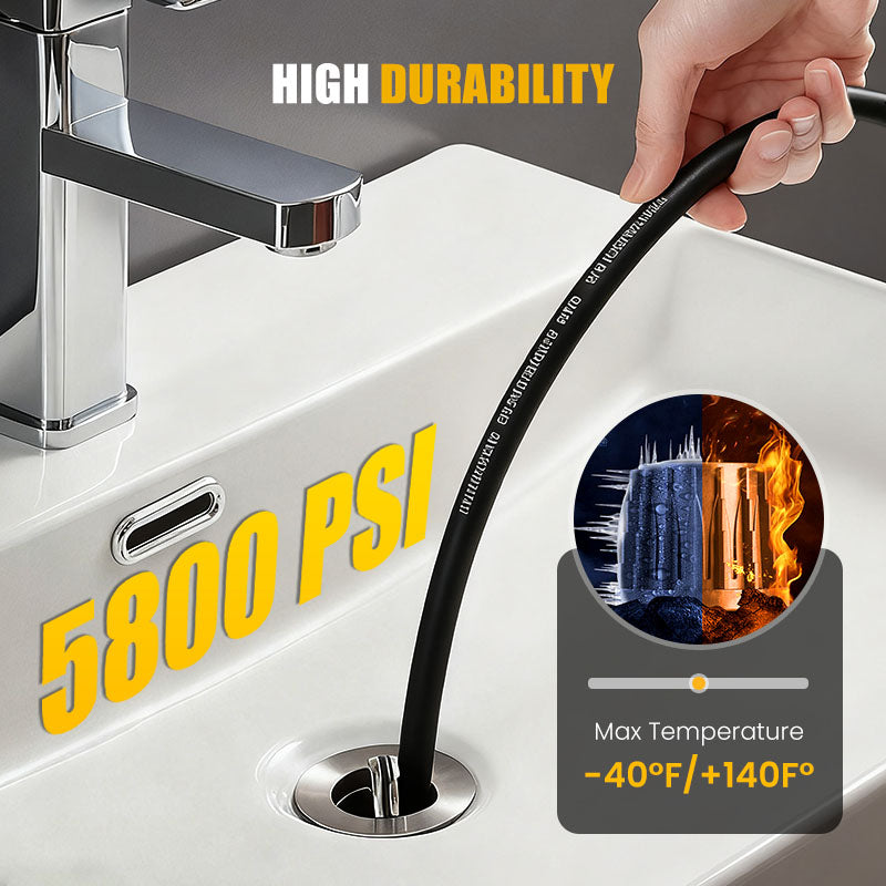 🚿 ⚡ 5800 PSI Abflussreinigungsset – Rotierende Düse, verstärkter Schlauch & effektive Rohrreinigung 🛠️
