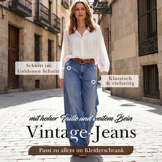 🔥Solange der Vorrat reicht 40 % Rabatt!🎉Damen-Vintage-Hochbund-Weitbeinjeans