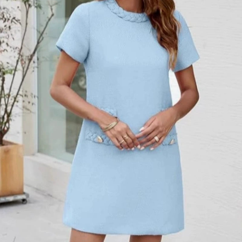 Women's elegant tweed dress with short sleeves