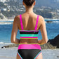 🌼Sportliches 3-teiliges Bikini-Set aus Nylon im Color-Block-Patchwork-Look – Badeanzug mit hoher Taille und figurformender Wirkung