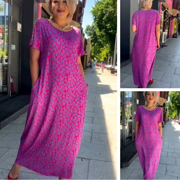 👗【M-3XL】Abito taglie forti con stampa alla moda 2024
