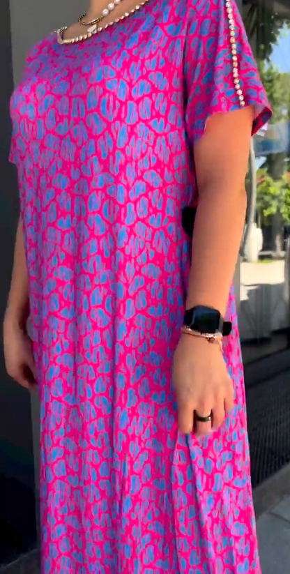 👗【M-3XL】Abito taglie forti con stampa alla moda 2024