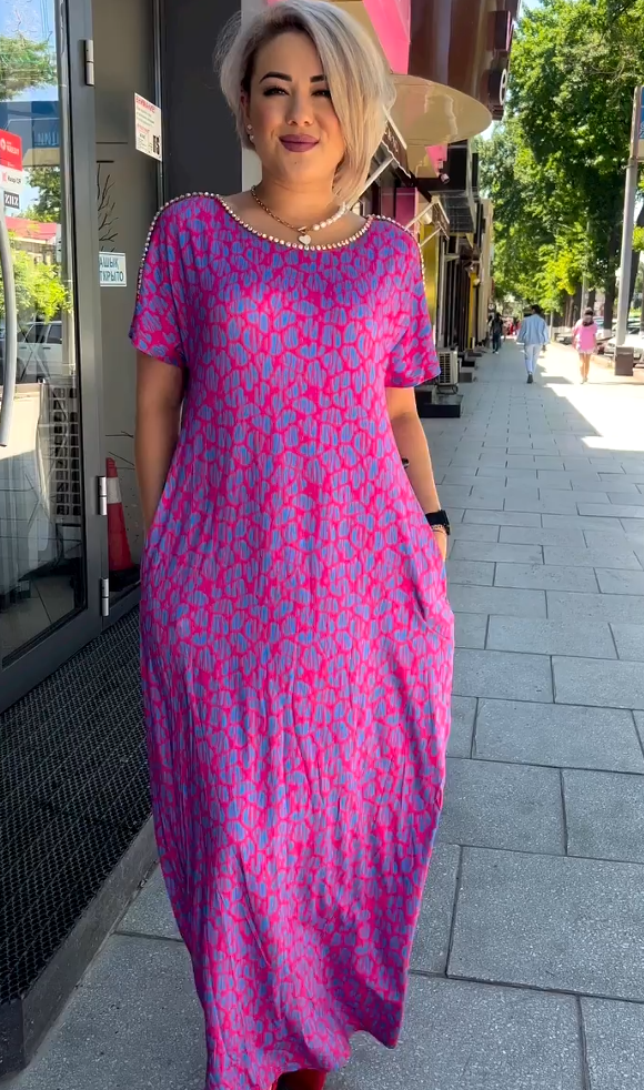👗【M-3XL】Abito taglie forti con stampa alla moda 2024