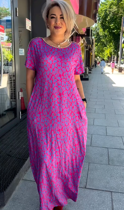 👗【M-3XL】Abito taglie forti con stampa alla moda 2024