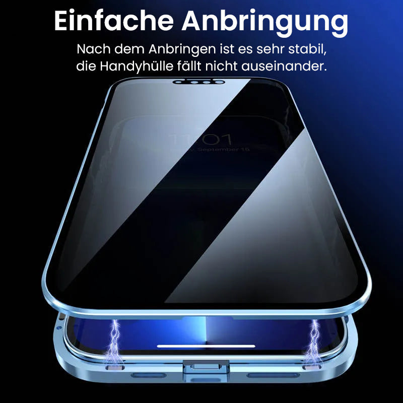 Magnetische doppelseitige Telefonhülle aus gehärtetem Glas mit Anti-Peeping-Effekt für die iPhone-Serie 11-16