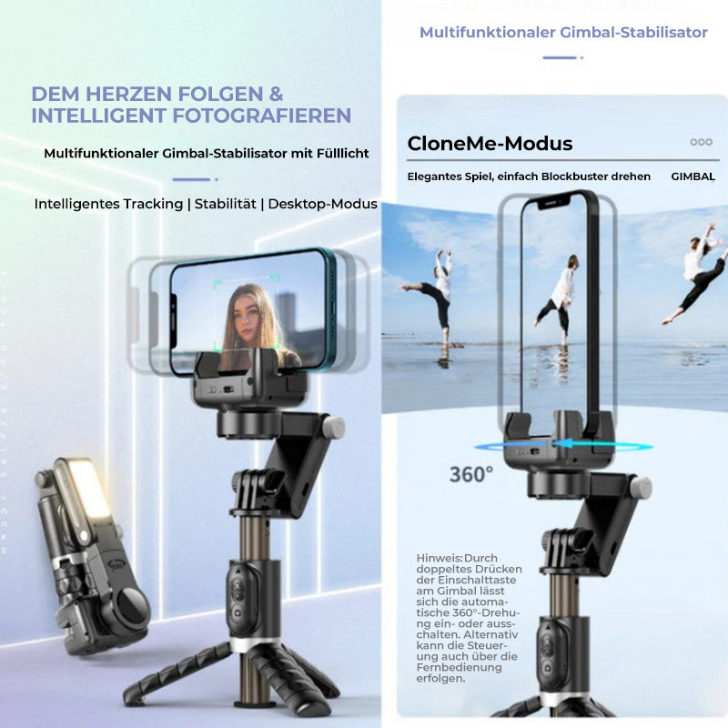 💥Offerta a tempo limitato - 50% di sconto💥Stabilizzatore cardanico a 3 assi, girevole a 360° e pieghevole per smartphone