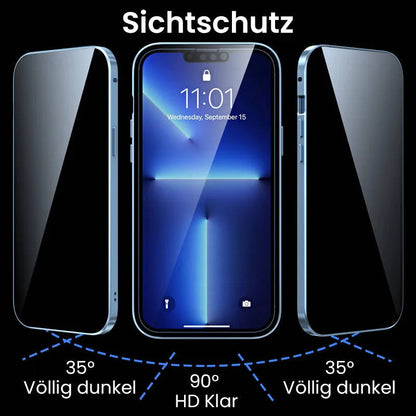 Magnetische doppelseitige Telefonhülle aus gehärtetem Glas mit Anti-Peeping-Effekt für die iPhone-Serie 11-16