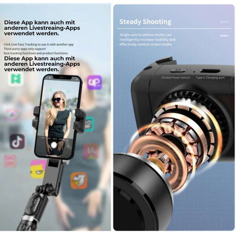 💥Offerta a tempo limitato - 50% di sconto💥Stabilizzatore cardanico a 3 assi, girevole a 360° e pieghevole per smartphone