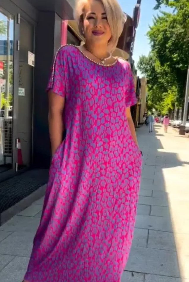 👗【M-3XL】Abito taglie forti con stampa alla moda 2024